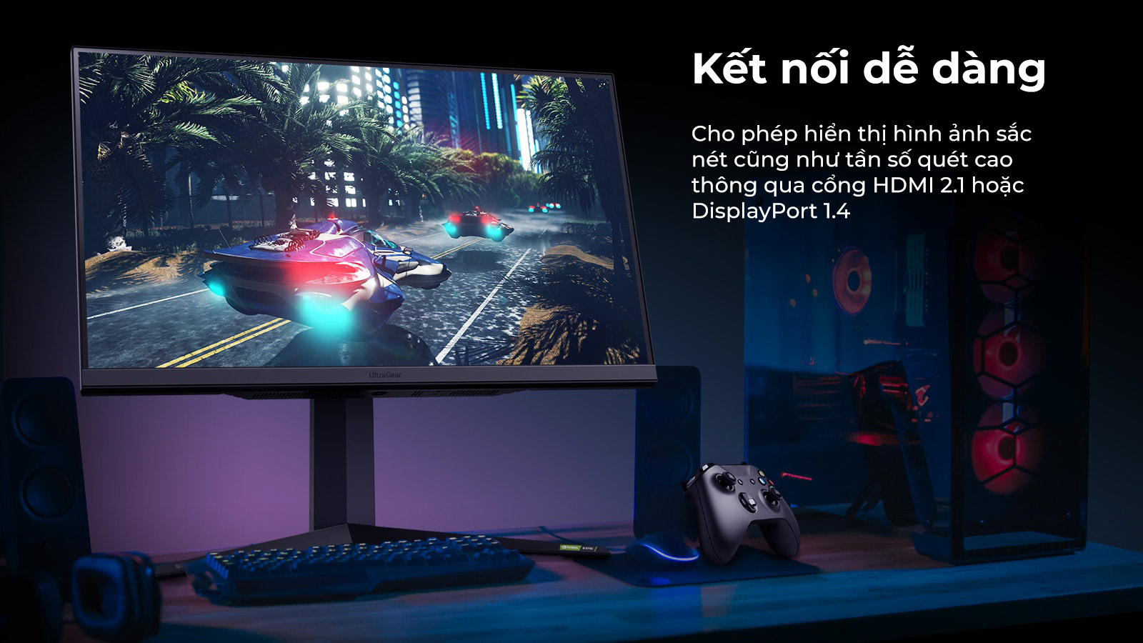 Màn hình Gaming LG 27GR93U-B kết nối thuận tiện